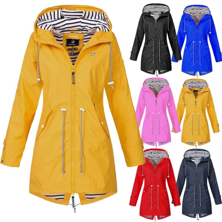 Women Waterproof Rain Jacket Hooded Raincoat, Size:L(Blue) - Hoodie by buy2fix | Online Shopping UK | buy2fix