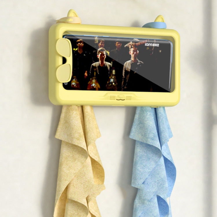 Bathroom Waterproof Mobile Phone Holder Bathing Watch TV Removable Touch Screen Phone Case(Yellow) - Hand-Sticking Bracket by buy2fix | Online Shopping UK | buy2fix