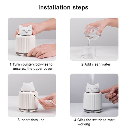 Light Pet Humidifier USB Night Light Home Bedside Lamp Sleep Mute Energy-saving Lamp(Pink Rabbit) - Home & Garden by buy2fix | Online Shopping UK | buy2fix