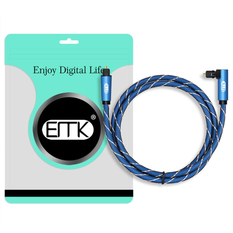 EMK 90 Degree Swivel Adjustable Right Angled 360 Degrees Rotatable Plug Nylon Woven Mesh Optical Audio Cable, Cable Length:3m(Blue) - Audio Optical Cables by EMK | Online Shopping UK | buy2fix