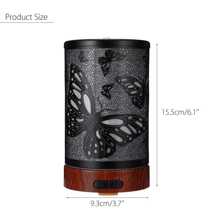Butterfly Pattern Air Humidifier Essential Oil Diffuser Mist Maker Colorful LED Lamp  Diffuser Aromatherapy Air Purifier, Plug Type:US Plug(Black) - Home & Garden by buy2fix | Online Shopping UK | buy2fix