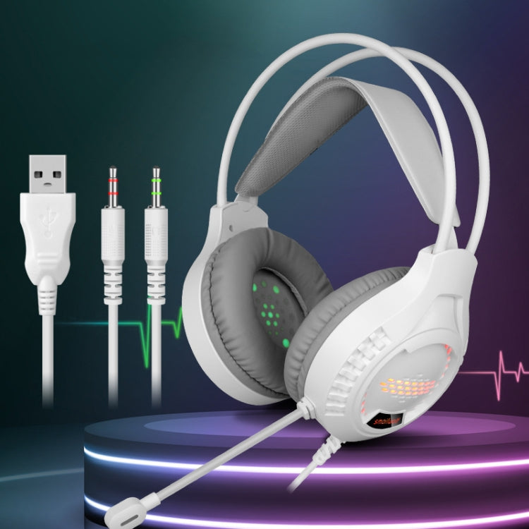 Smailwolf AK3 3.5mm Double Plug Version Game Wired Luminous Desktop Computer Headset(White) - Multimedia Headset by AK3 | Online Shopping UK | buy2fix