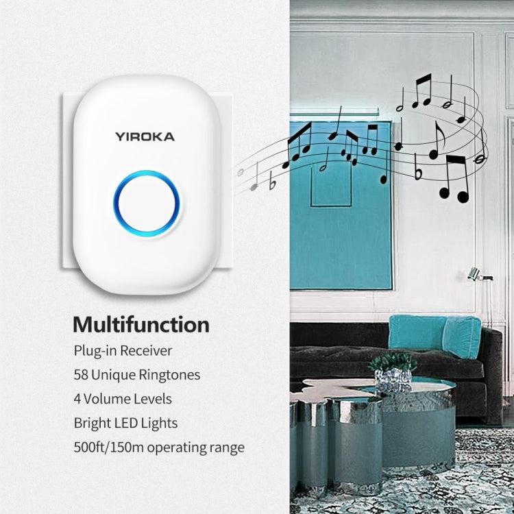 Yiroka Wireless Doorbell Smart Doorbell Digital Doorbell for the Elderly, Plug type:EU Plug - Security by Yiroka | Online Shopping UK | buy2fix