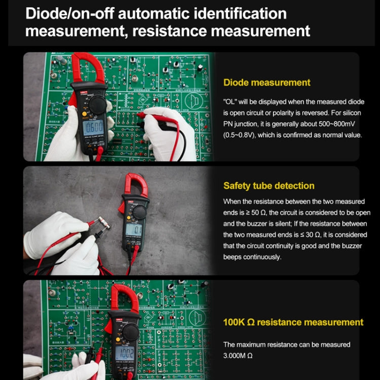 UNI-T  UT200B+ 600A  Digital Clamp Multimeter AC/DC Voltage Detector Frequency Resistance Tester - Digital Multimeter by UNI-T | Online Shopping UK | buy2fix