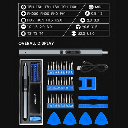 36 In 1 Rechargeable Mini Electric Screwdriver Set With 3LED Lighting(Blue) - Repair & Spare Parts by buy2fix | Online Shopping UK | buy2fix