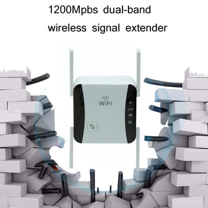 KP1200 1200Mbps Dual Band 5G WIFI Amplifier Wireless Signal Repeater, Specification:UK Plug(White) - Broadband Amplifiers by buy2fix | Online Shopping UK | buy2fix