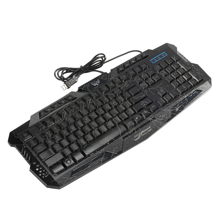 HXSJ J60 Crack Three-color Backlit Keyboard And Colorful Backlit Mouse Set(Russian + English Keyboard) - Wired Keyboard by HXSJ | Online Shopping UK | buy2fix