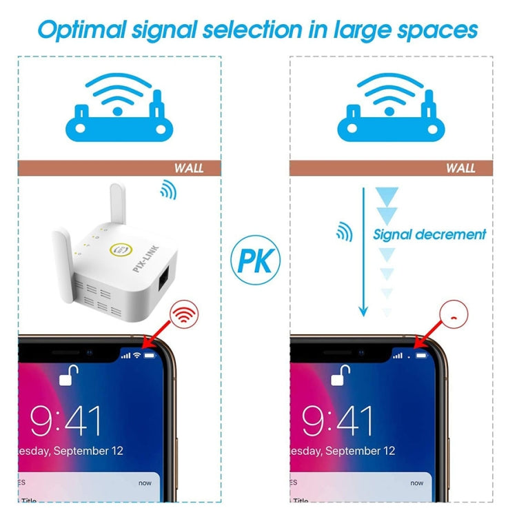 PIX-LINK WR22 300Mbps Wifi Wireless Signal Amplification Enhancement Extender, Plug Type:US Plug(White) - Wireless Routers by PIX-LINK | Online Shopping UK | buy2fix