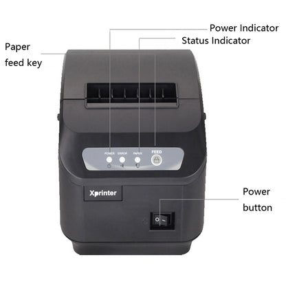 Xprinter XP-Q200II Thermal Small Receipt Printer Catering And Kitchen Receipt Printer 80mm Cutter, Interface Type:USB COM Interface(UK Plug) - Printer by Xprinter | Online Shopping UK | buy2fix