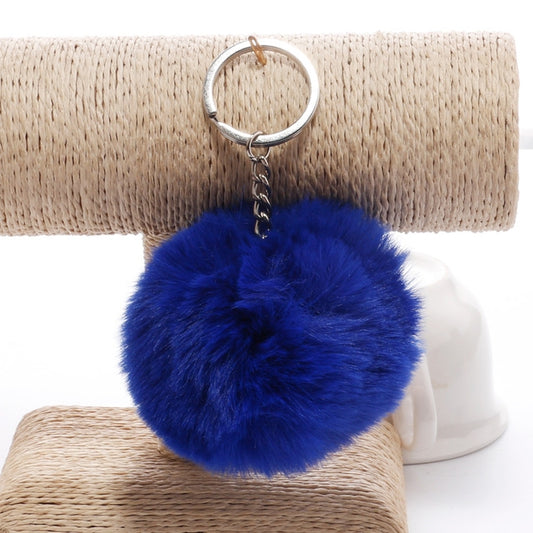 Simple Key Chain Fur Ball Pompon Keychain Pompom Artificial Rabbit Fur Animal Keychains for Woman Car Bag Key Rings(royal blue) - Key Rings by KOOROL | Online Shopping UK | buy2fix