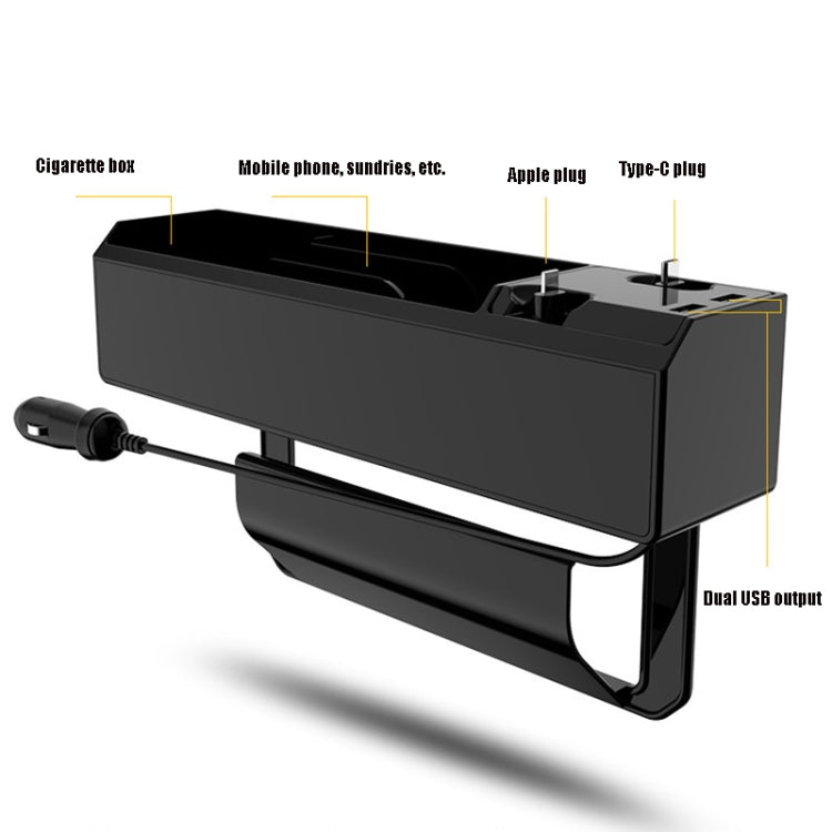 Car Seat Storage Box With Cable Car USB Charger, Style:3-wire - In Car by buy2fix | Online Shopping UK | buy2fix