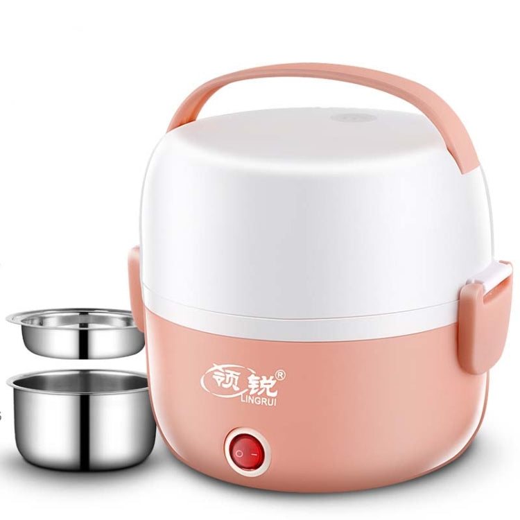 LINGRUI Multi-Function Electric Lunch Box Electric Heating Insulation Cooking Mini Rice Cooker, CN Plug, Specification:Double Layer(Pink) - Home & Garden by buy2fix | Online Shopping UK | buy2fix