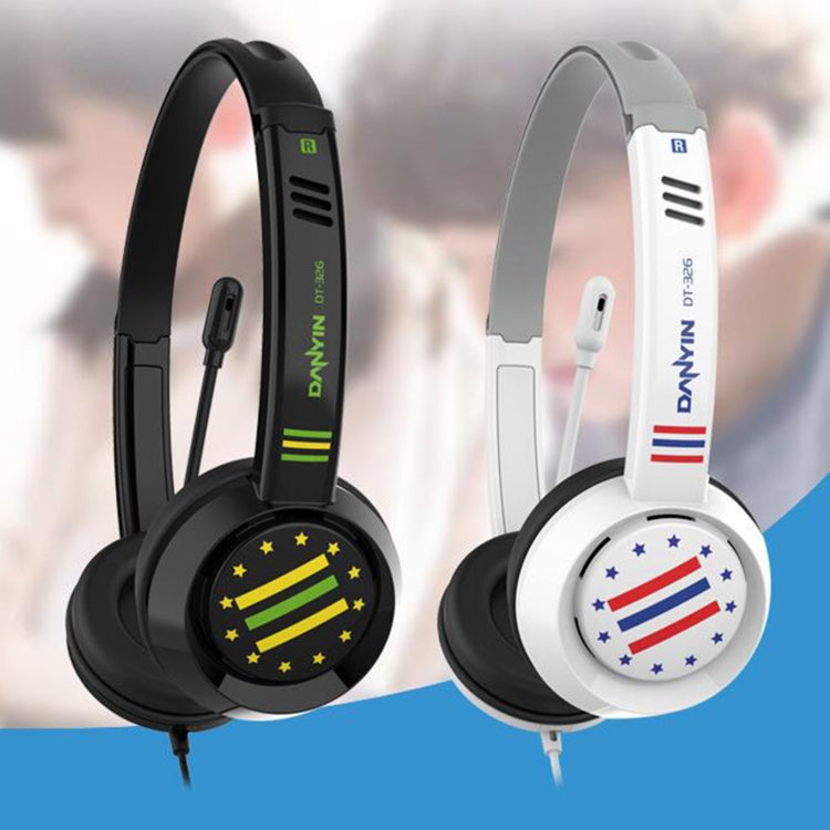 DANYIN DT326 Head-mounted Desktop Computer Children Learning Wire Headset with Microphone, Cable Length:1.8m, Style:Star Flag(White) - Multimedia Headset by Danyin | Online Shopping UK | buy2fix