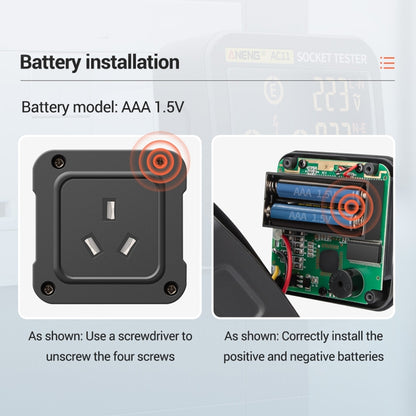 ANENG AC11 Multifunctional Digital Display Socket Tester Electrical Ground Wire Tester(US Plug) - Current & Voltage Tester by ANENG | Online Shopping UK | buy2fix