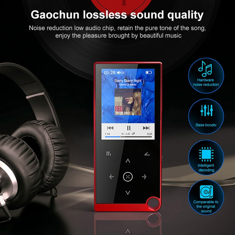E05 2.4 inch Touch-Button MP4 / MP3 Lossless Music Player, Support E-Book / Alarm Clock / Timer Shutdown, Memory Capacity: 8GB Bluetooth Version(Red) - Consumer Electronics by buy2fix | Online Shopping UK | buy2fix