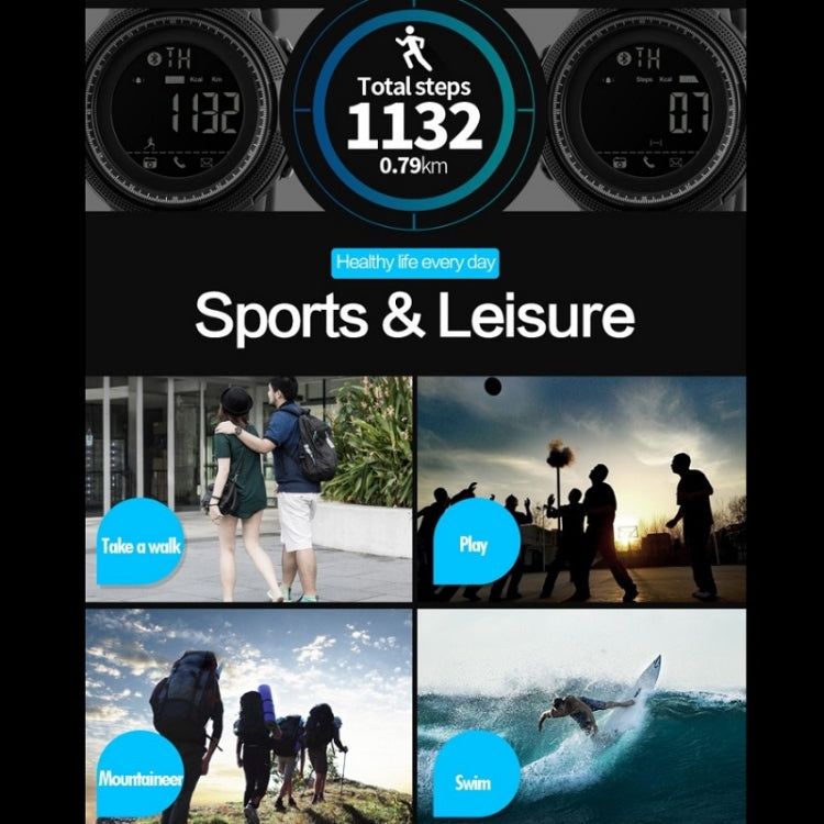 SKMEI 1250 Men Outdoor Waterproof Sports Digital Watch Multi-Function Watch(Coffee/Gold) - Leather Strap Watches by SKMEI | Online Shopping UK | buy2fix