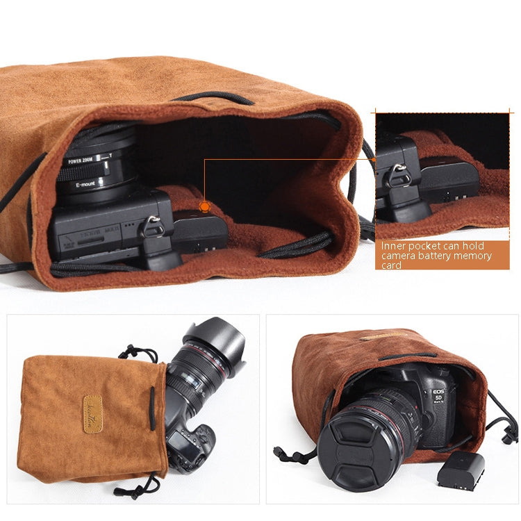 S.C.COTTON Liner Shockproof Digital Protection Portable SLR Lens Bag Micro Single Camera Bag Round Gray S - Camera Accessories by S.C.COTTON | Online Shopping UK | buy2fix