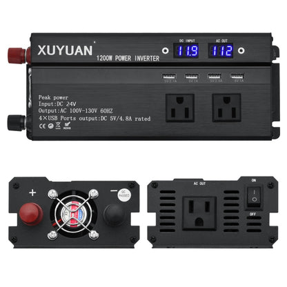 XUYUAN 1200W Car Inverter with LED Display Converter, US Plug, Specification: 24V to 110V -  by XUYUAN | Online Shopping UK | buy2fix