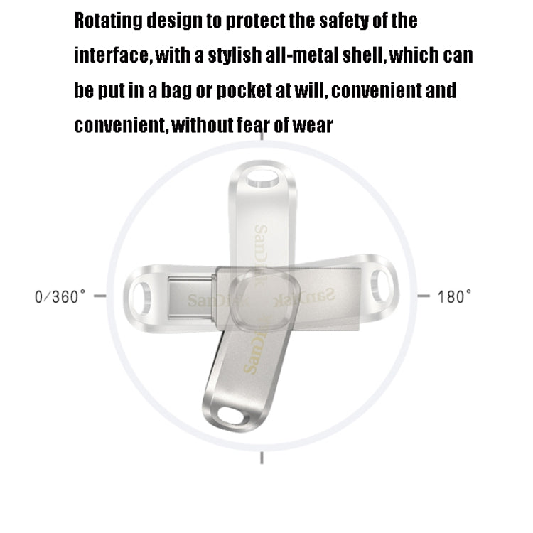 SanDisk Type-C + USB 3.1 Interface OTG High Speed Computer Phone U Disk, Colour: SDDDC4 Silver Metal Shell, Capacity: 128GB - USB Flash Drives by SanDisk | Online Shopping UK | buy2fix