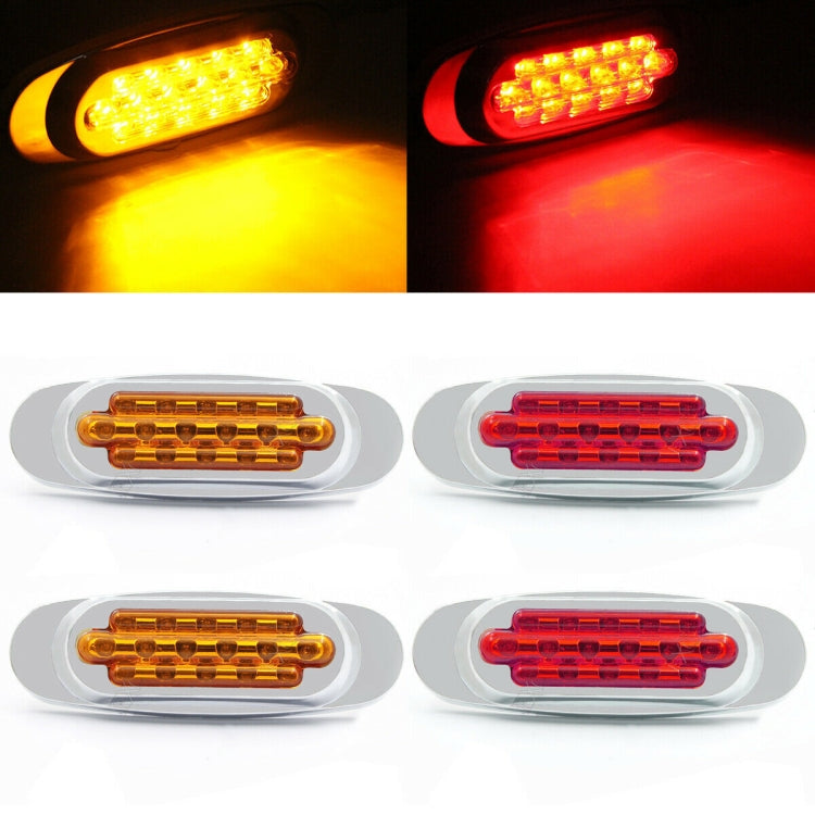 12-24V 16 LEDs Electroplating Side Lights Side Tail Lights Cargo Truck Modification Light, Colour: Yellow (High and Low Light 3 Lines) - Warning Lights by buy2fix | Online Shopping UK | buy2fix