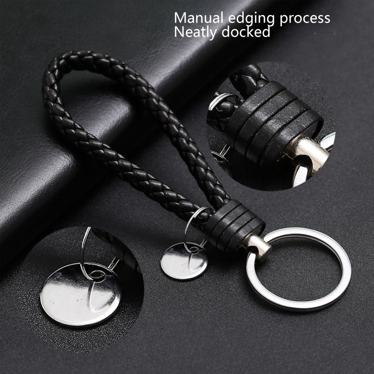 100 PCS Woven Leather Cord Keychain Car Pendant Leather Key Ring Baotou With Small Round Piece(Medium Blue) - Key Rings by buy2fix | Online Shopping UK | buy2fix