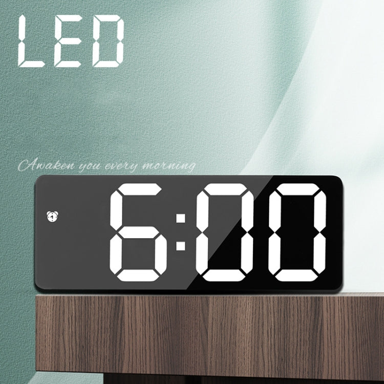 Mirror Bedside Alarm Clock Battery Plug-In Dual-Purpose LED Clock, Colour: Arc-shaped White Shell (Mirror White Light) - Alarm Clocks by buy2fix | Online Shopping UK | buy2fix