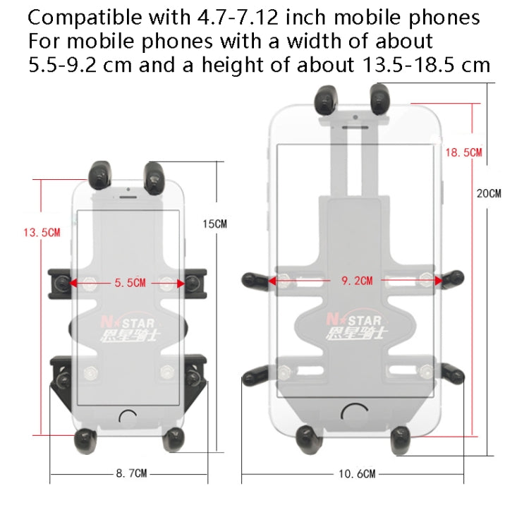 N-STAR NJN001 Motorcycle Bicycle Compatible Mobile Phone Bracket Aluminum Accessories Riding Equipment(With T Head) - Holders by N-STAR | Online Shopping UK | buy2fix