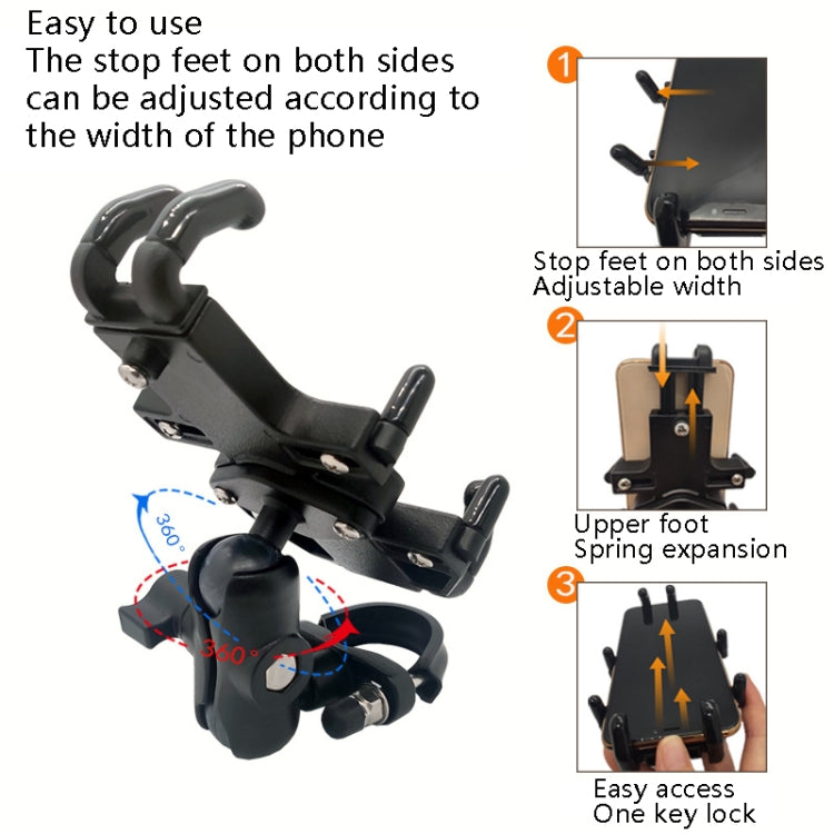 N-STAR NJN001 Motorcycle Bicycle Compatible Mobile Phone Bracket Aluminum Accessories Riding Equipment(With T Head) - Holders by N-STAR | Online Shopping UK | buy2fix