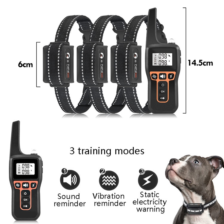 PaiPaitek PD529-3 Remote Control Dog Training Device Voice Control Barking Stopper Electronic Collar Dog Training Device - Training Aids by PaiPaitek | Online Shopping UK | buy2fix