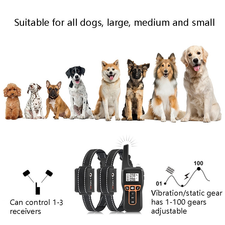 PaiPaitek PD529-3 Remote Control Dog Training Device Voice Control Barking Stopper Electronic Collar Dog Training Device - Training Aids by PaiPaitek | Online Shopping UK | buy2fix