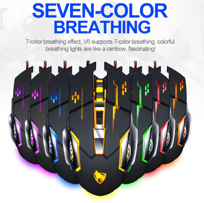 T-WOLF V6 USB Interface 6-Buttons 3200 DPI Wired Mouse Gaming Mechanical Macro Programming 7-Color Luminous Gaming Mouse, Cable Length: 1.5m( Macro Definition Audio Version Black Silver) - Wired Mice by T-WOLF | Online Shopping UK | buy2fix