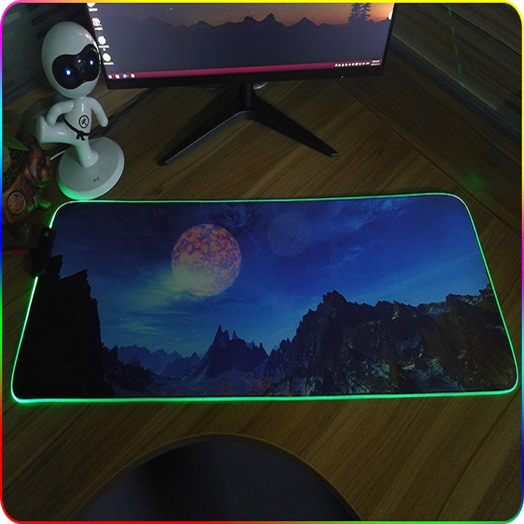 350x600x3mm F-01 Rubber Thermal Transfer RGB Luminous Non-Slip Mouse Pad(Glasses Cat) - Mouse Pads by buy2fix | Online Shopping UK | buy2fix