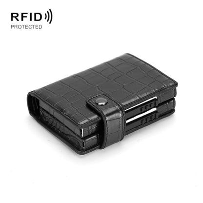 Dual Card Aluminum Alloy Card Box RFID Anti-Theft Wallet(Crocodile Pattern Black) - Antimagnetic RFID Package by buy2fix | Online Shopping UK | buy2fix