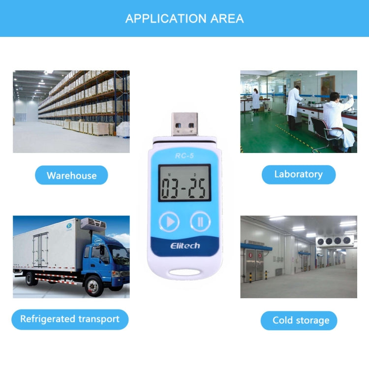 TTE35065 Digital USB Temperature Data Logger for Warehouse Storage, Refrigerated, Cold Storage and Laboratory - Home & Garden by buy2fix | Online Shopping UK | buy2fix