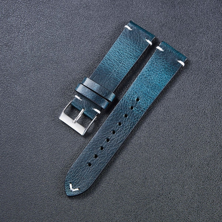 HB001 Color-Changing Retro Oil Wax Leather Universal Watch Band, Size: 22mm(Blue) - Smart Wear by buy2fix | Online Shopping UK | buy2fix