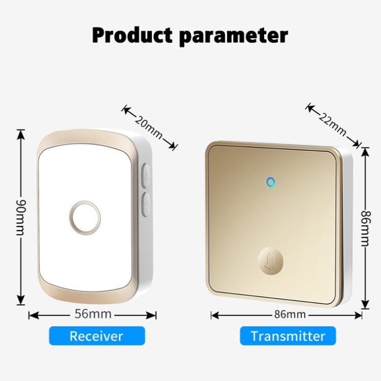 CACAZI FA50 1 For 1 Push-button Self-generating Wireless Doorbell, Plug:EU Plug(Gold) - Wireless Doorbell by CACAZI | Online Shopping UK | buy2fix