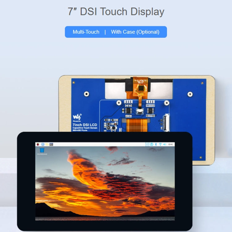 Waveshare 7 inch 800×480 IPS Capacitive Touch Display, DSI Interface, 5-Point Touch without Case - LCD & LED Display Module by Waveshare | Online Shopping UK | buy2fix