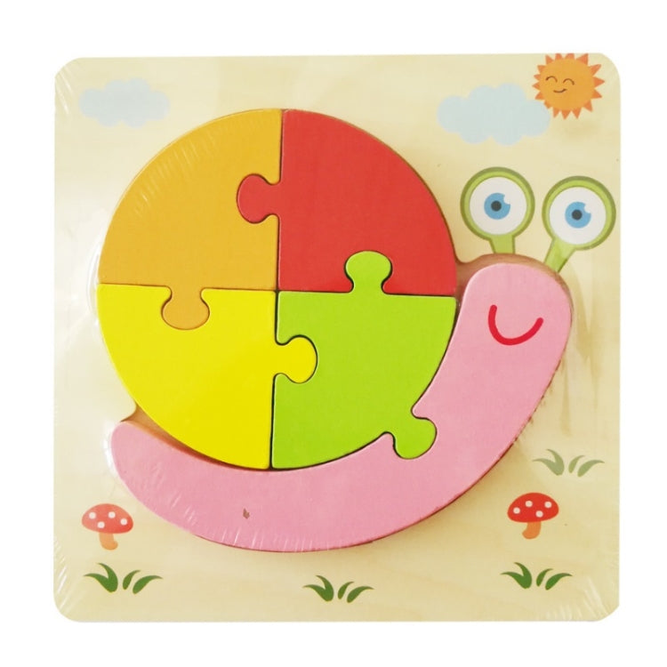 3 PCS Early Childhood Education Wooden Three-Dimensional Jigsaw Puzzle Toy(Y-Snail) - Puzzle Toys by buy2fix | Online Shopping UK | buy2fix