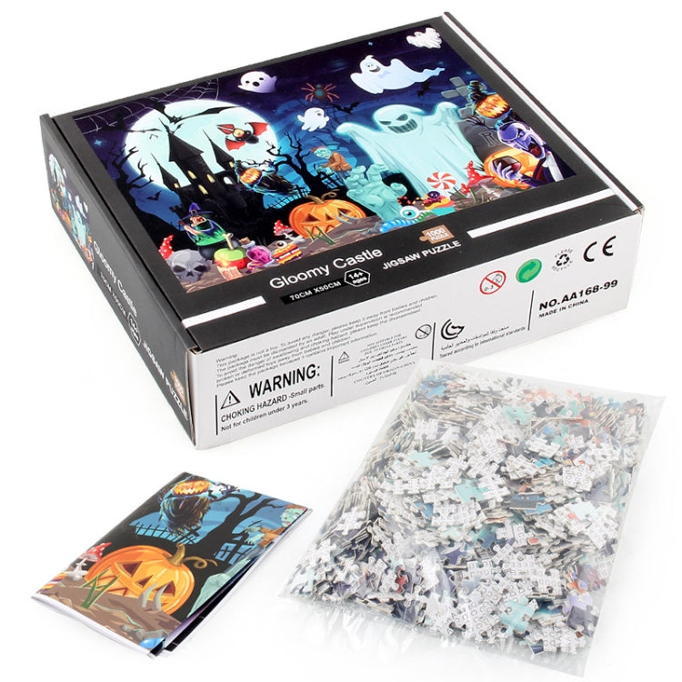 1000 Pieces Adult Jigsaw Puzzle Halloween Pumpkin Skull Paper Puzzle Toy(Gloomy Castle) - Puzzle Toys by buy2fix | Online Shopping UK | buy2fix