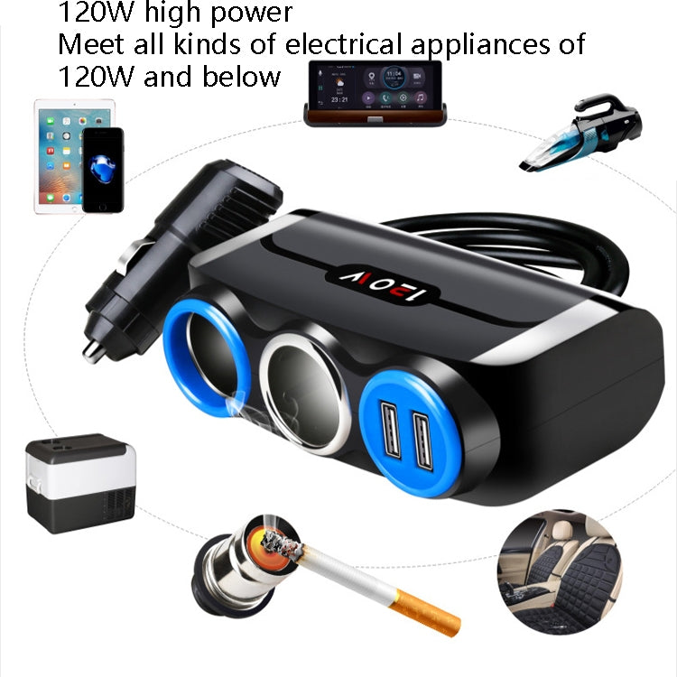 Car Cigarette Lighter Multi-Function Mobile Phone Charging USB Car Charge 12/24V Adapter Plug(Black Blue) - Car Charger by buy2fix | Online Shopping UK | buy2fix