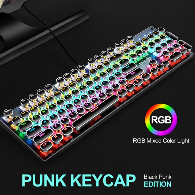 104 Keys Green Shaft RGB Luminous Keyboard Computer Game USB Wired Metal Mechanical Keyboard, Cabel Length:1.5m, Style: Punk Word Through Version (White) - Wired Keyboard by buy2fix | Online Shopping UK | buy2fix