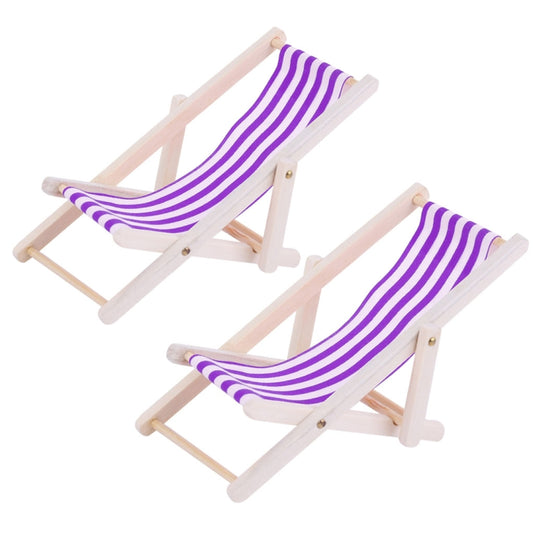 2 PCS 1:12 Beach Lounge Chair Simulation Model Outdoor Beach Scene Shooting Props Can Be Folded(Purple) - Camera Accessories by buy2fix | Online Shopping UK | buy2fix