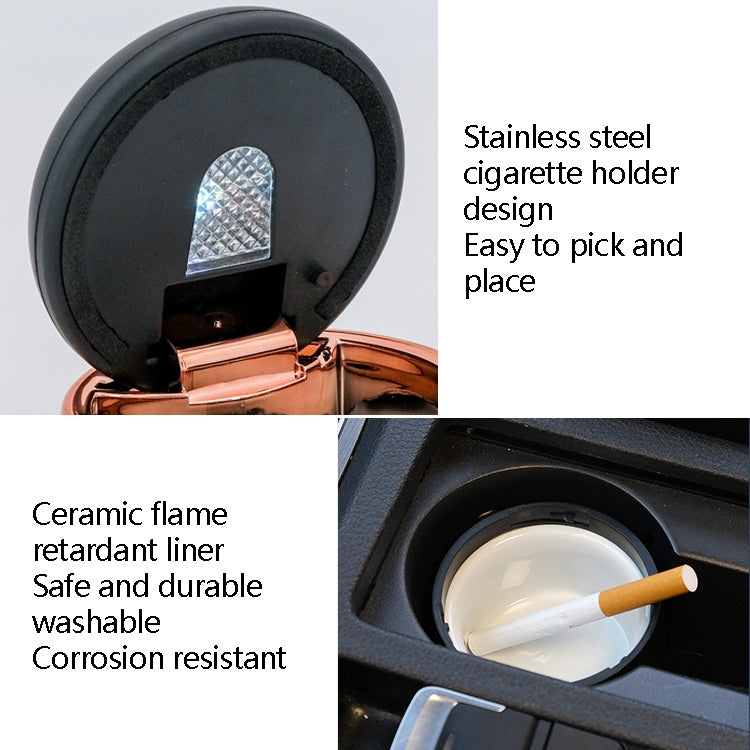 Car Ashtray Mini With Lamp And Cover Car Ashtray(N18A Gold) - In Car by buy2fix | Online Shopping UK | buy2fix