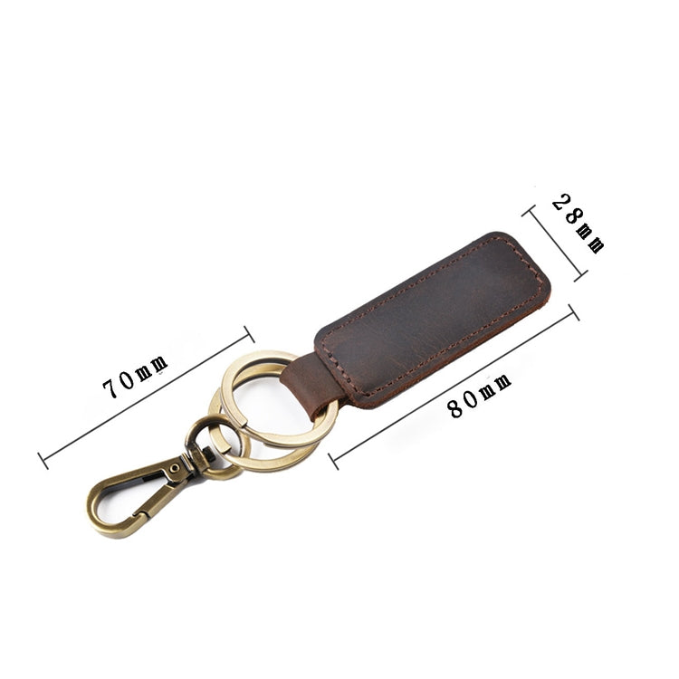 2 PCS Handmade Crazy Horse Leather Retro Keychain Car Couple Keychain, Specification: Double Ring(Ink Green) - In Car by buy2fix | Online Shopping UK | buy2fix