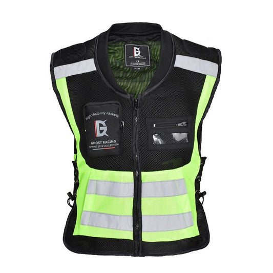 GHOST RACING GR-Y06 Motorcycle Riding Vest Safety Reflective Vest, Size: XXXL(Fluorescent Green) - In Car by GHOST RACING | Online Shopping UK | buy2fix