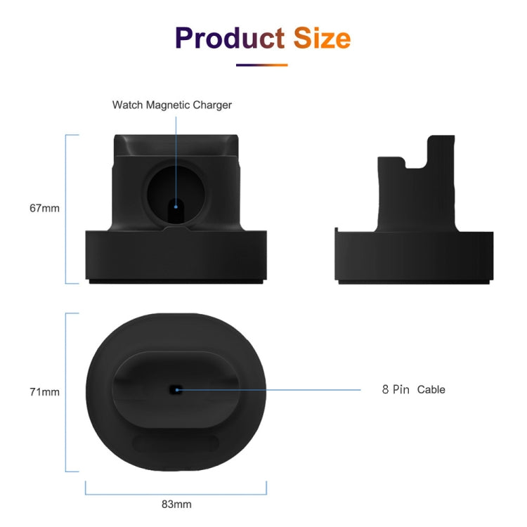 2 In 1 Smart Watch Charging Bracket Desktop Silicone Watch Charging Stand For Apple Watch(Black) - Apple Accessories by buy2fix | Online Shopping UK | buy2fix