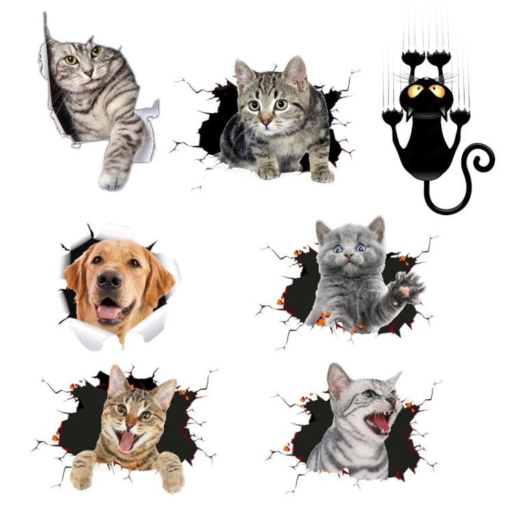 4 PCS 3D Simulation Animal Personality Car Stickers Glass Car Door Scratches Decorative Occlusion Stickers(Cat Style 1) - In Car by buy2fix | Online Shopping UK | buy2fix