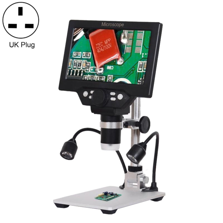 G1200D 7 Inch LCD Screen 1200X Portable Electronic Digital Desktop Stand Microscope(UK Plug Without Battery) - Digital Microscope by buy2fix | Online Shopping UK | buy2fix