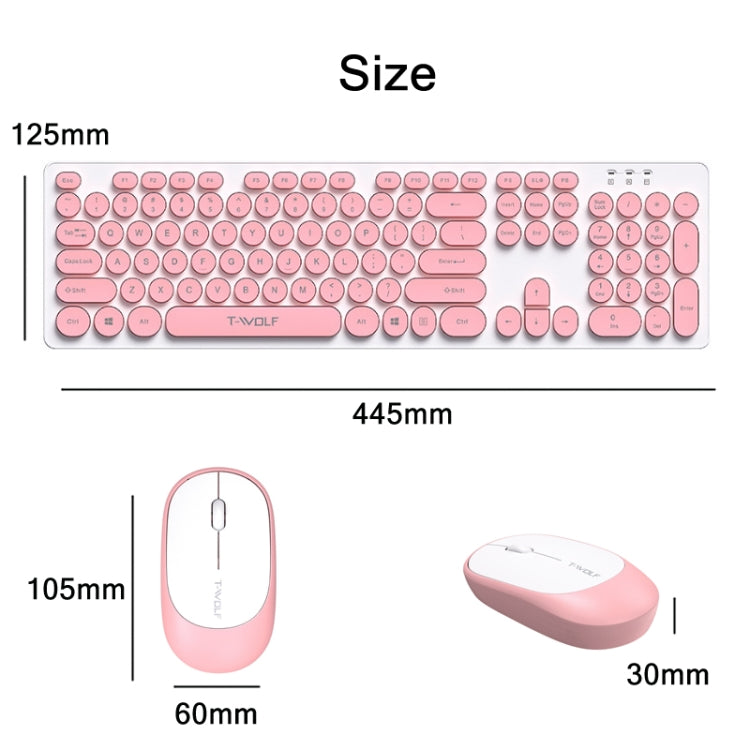 T-WOLF TF770 Mechanical Feel Wireless Gaming Keyboard And Mouse Set(Pink) - Wireless Mice by T-WOLF | Online Shopping UK | buy2fix