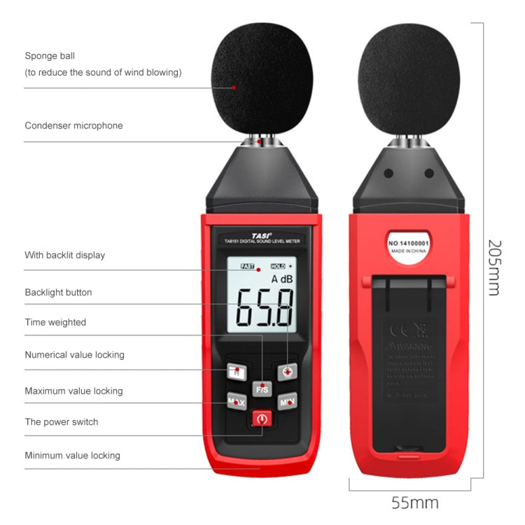 TASI TA8151 Noise Measurement Sound Decibel Meter - Light & Sound Meter by TASI | Online Shopping UK | buy2fix